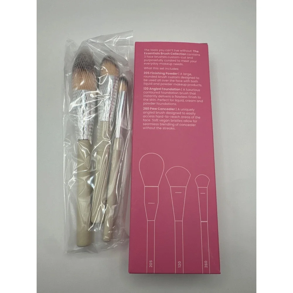 Half Caked The Essentials Face Collection 3 Piece Makeup Brush‎ Set Vegan New